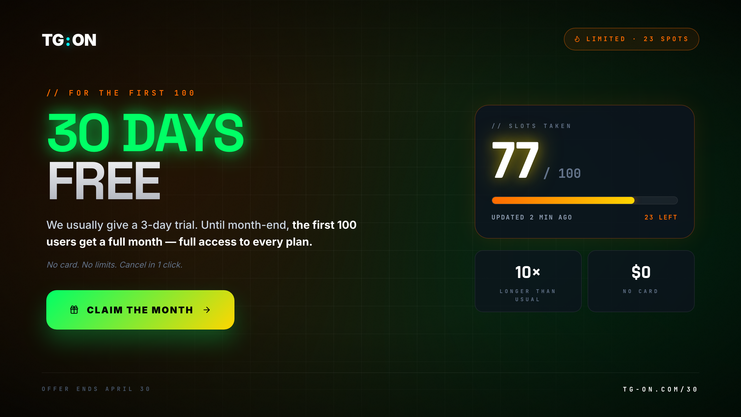 30-day trial instead of 3