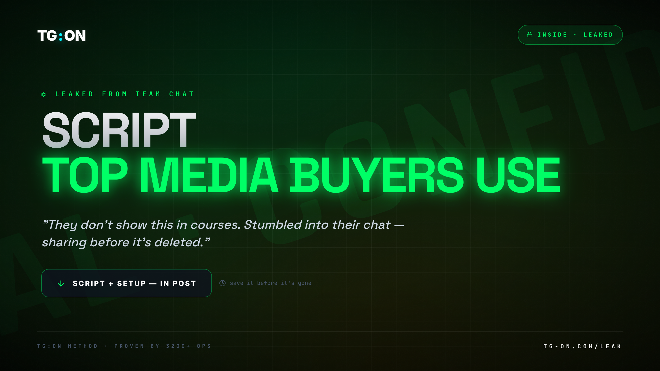 TG:ON — Telegram lead generation pipeline