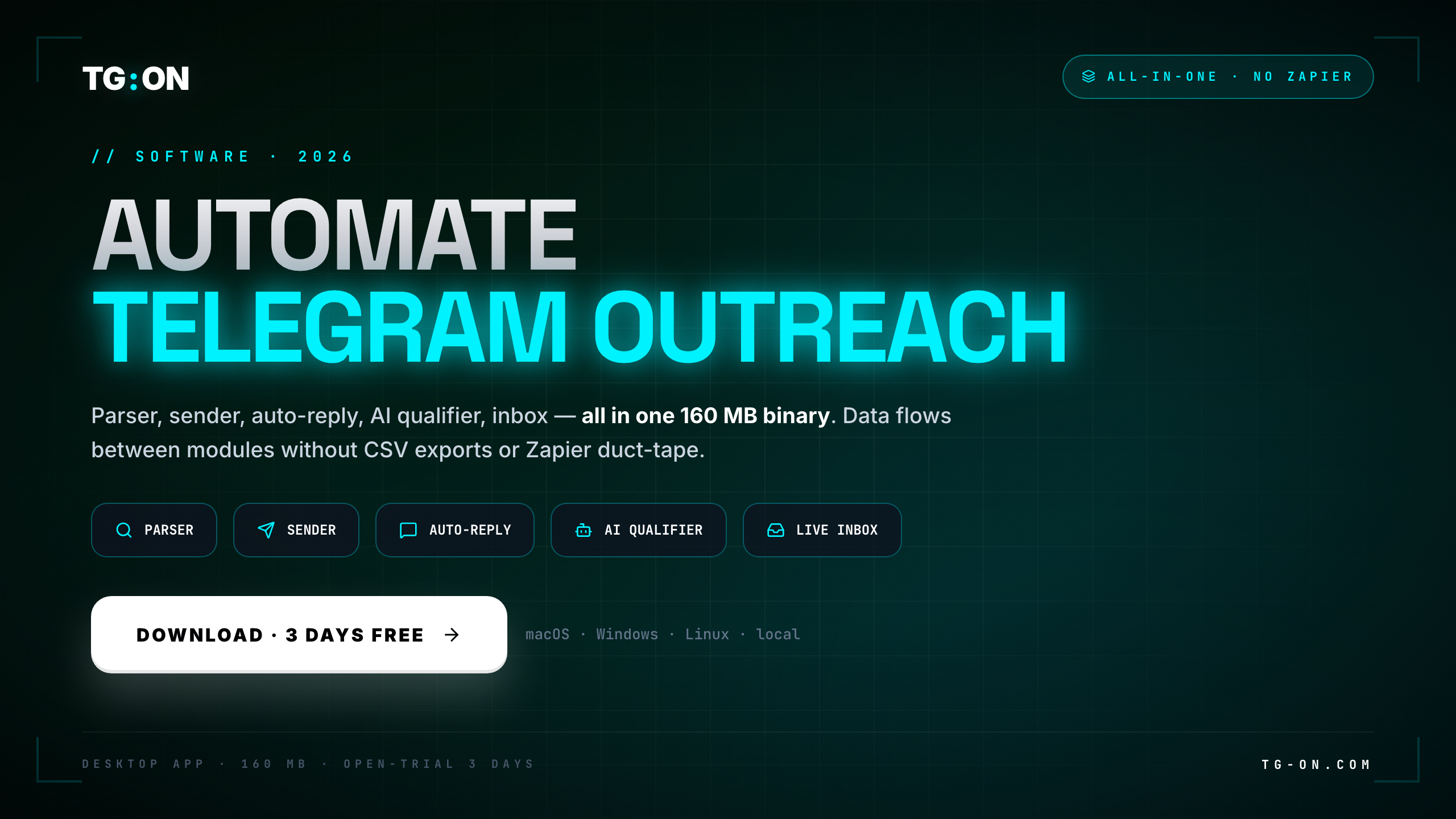 TG:ON — Telegram bulk sender without bans