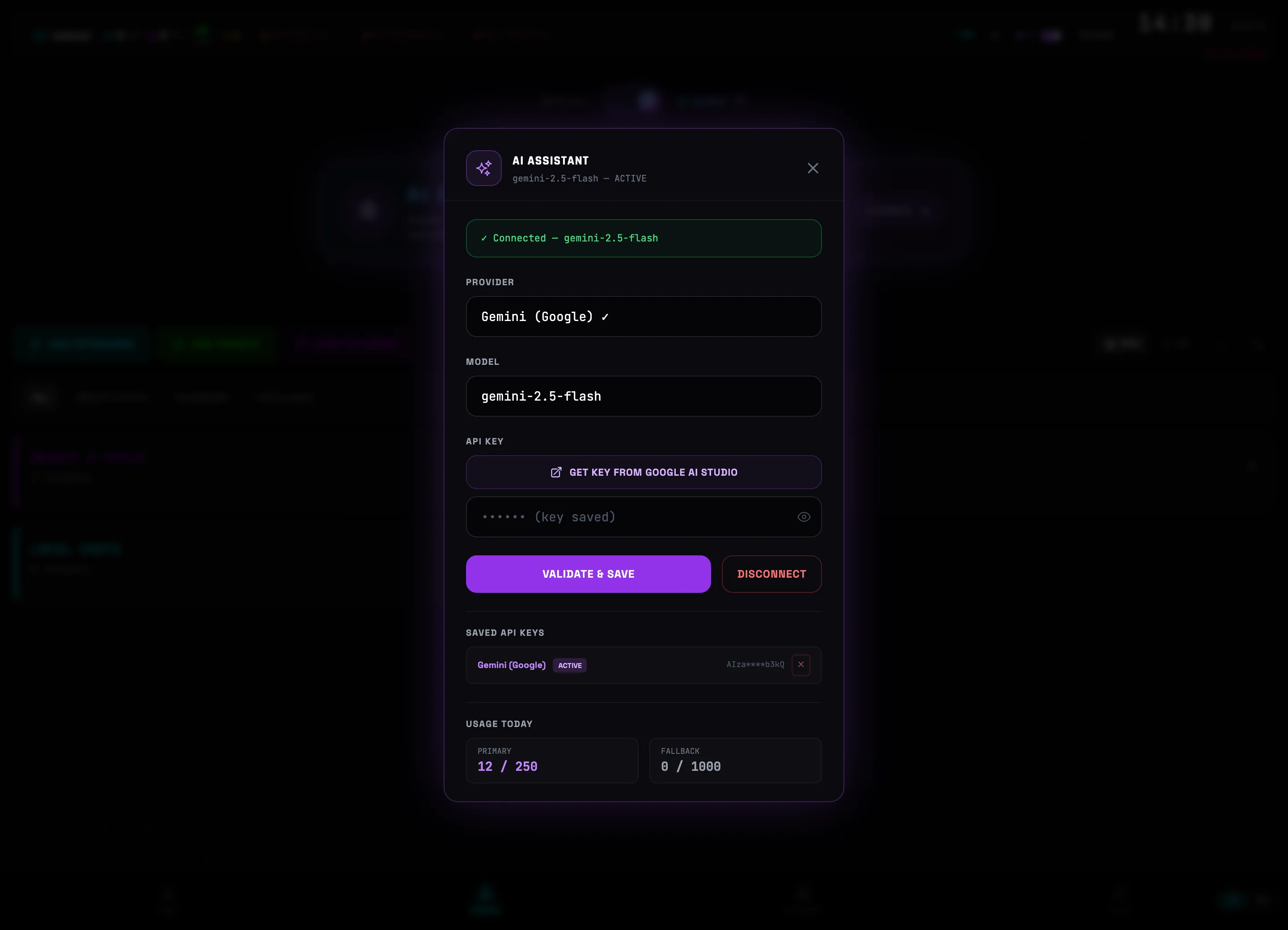 API key field, Get key and Verify & Save buttons
